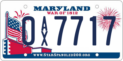 MD license plate 0AX7717