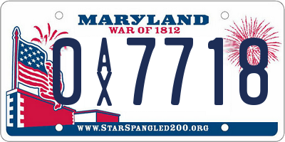 MD license plate 0AX7718