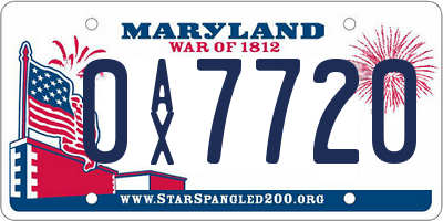 MD license plate 0AX7720