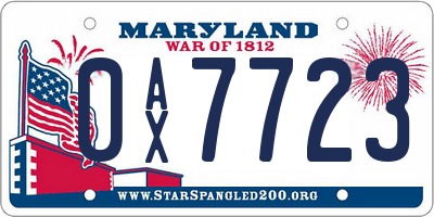MD license plate 0AX7723