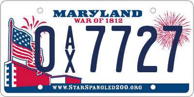 MD license plate 0AX7727
