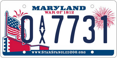 MD license plate 0AX7731