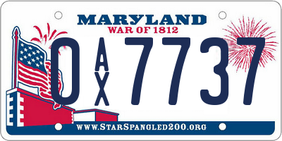 MD license plate 0AX7737