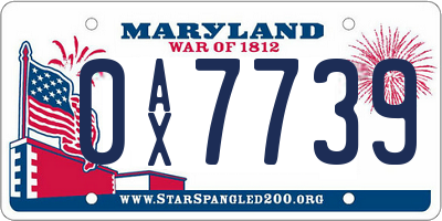 MD license plate 0AX7739
