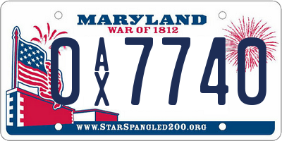 MD license plate 0AX7740