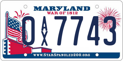 MD license plate 0AX7743