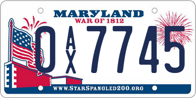 MD license plate 0AX7745