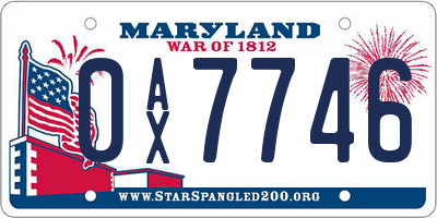 MD license plate 0AX7746
