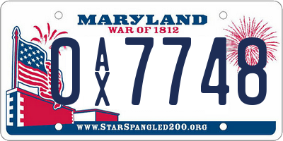 MD license plate 0AX7748