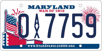 MD license plate 0AX7759