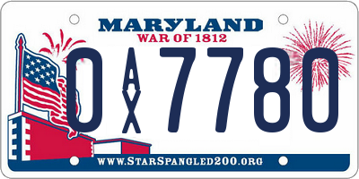 MD license plate 0AX7780