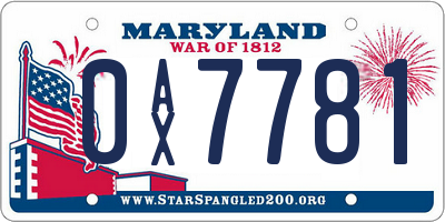 MD license plate 0AX7781