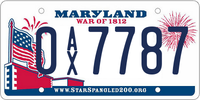 MD license plate 0AX7787