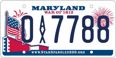MD license plate 0AX7788