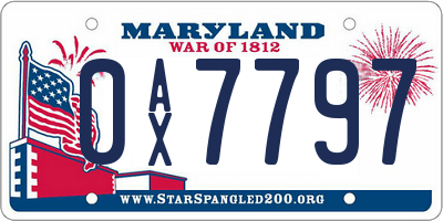 MD license plate 0AX7797