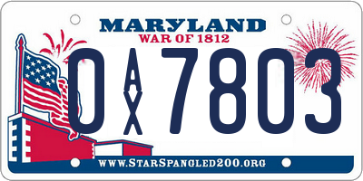 MD license plate 0AX7803