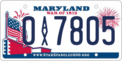MD license plate 0AX7805