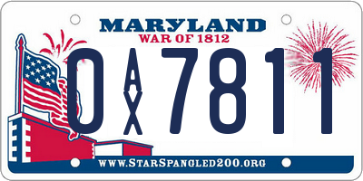 MD license plate 0AX7811
