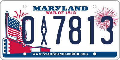 MD license plate 0AX7813