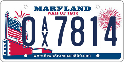MD license plate 0AX7814