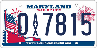 MD license plate 0AX7815