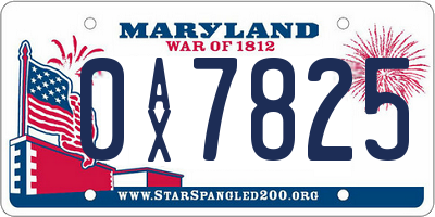 MD license plate 0AX7825