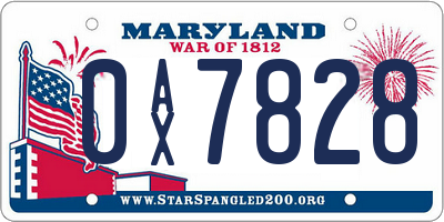 MD license plate 0AX7828