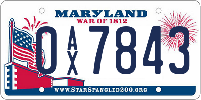 MD license plate 0AX7843