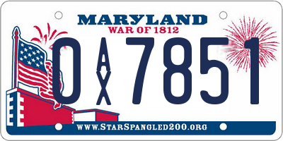MD license plate 0AX7851