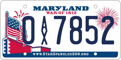 MD license plate 0AX7852