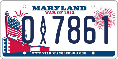 MD license plate 0AX7861