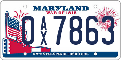 MD license plate 0AX7863