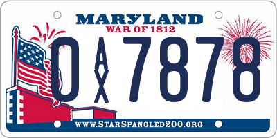 MD license plate 0AX7878