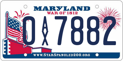 MD license plate 0AX7882