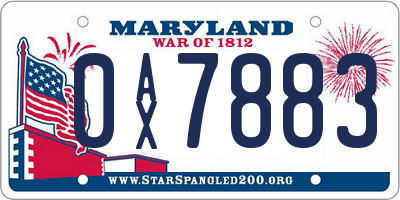 MD license plate 0AX7883