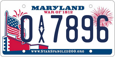 MD license plate 0AX7896