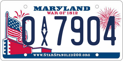 MD license plate 0AX7904
