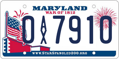 MD license plate 0AX7910