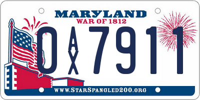 MD license plate 0AX7911