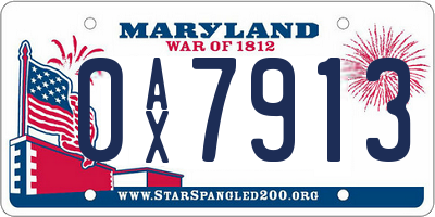 MD license plate 0AX7913