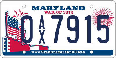 MD license plate 0AX7915