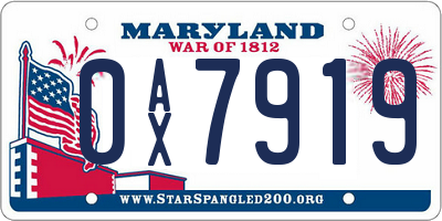 MD license plate 0AX7919