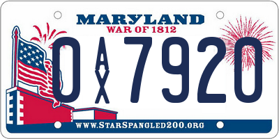 MD license plate 0AX7920