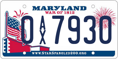 MD license plate 0AX7930