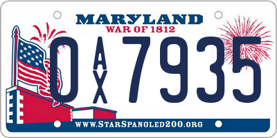 MD license plate 0AX7935