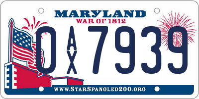 MD license plate 0AX7939