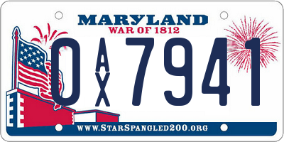 MD license plate 0AX7941