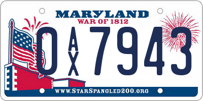 MD license plate 0AX7943