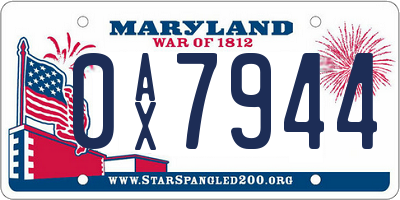 MD license plate 0AX7944