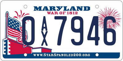 MD license plate 0AX7946